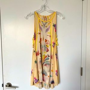 Free People Yellow Mini Dress with Cut Outs